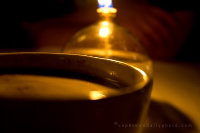 Coffee cups and candle light
