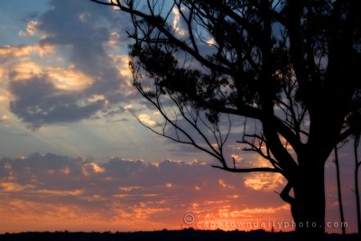 Red sky sunset in Cape Town