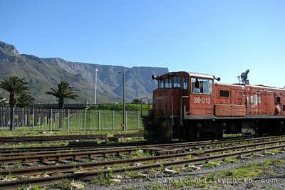 Goods train with Table Mountain in the background