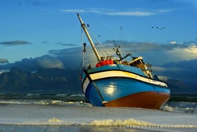 Fishing boat run aground