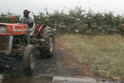 Tractor in the rain