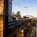 Train tracks and barbed wire