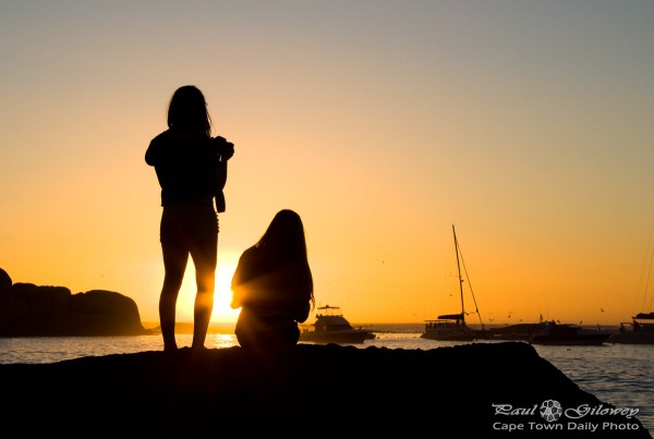 Two girls silhouetted