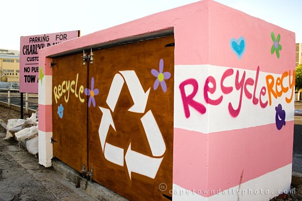 Recycling station at Charlys Bakery