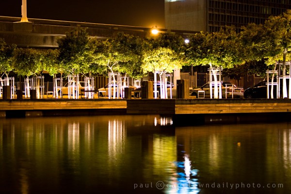 V&A Waterfront canal at night