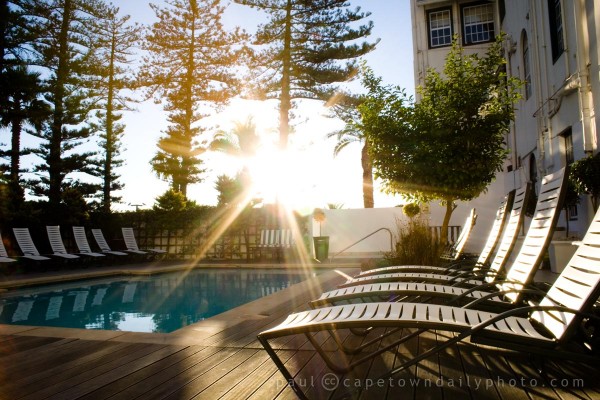 Swimming pool and deck chairs