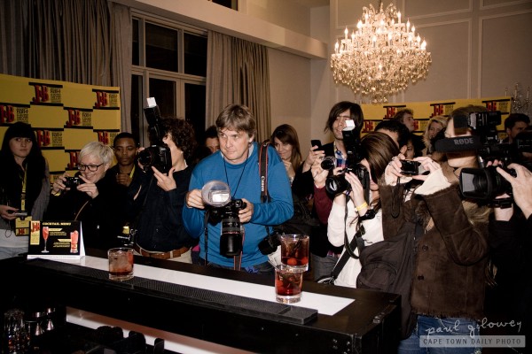 Cameras, lights, and a J&B party