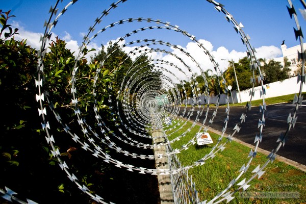 Circles of barbed wire