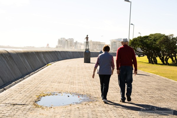 Old couple walking