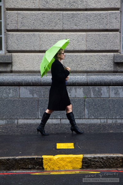 Woman with the green umbrella
