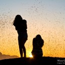 Two girls silhouetted