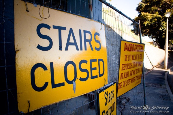 The stairs are closed - you can't sue us!