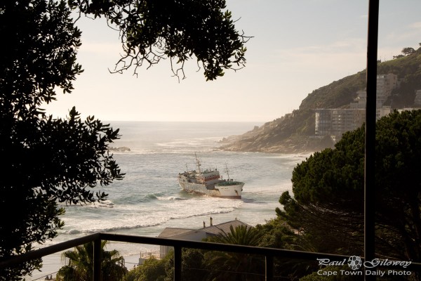 A ship stranded on Clifton beach