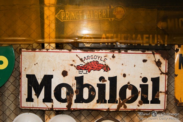 An old Mobiloil sign