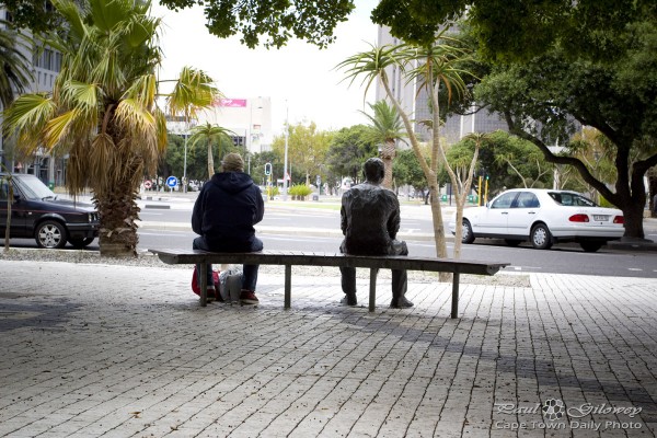 Statue on a bench