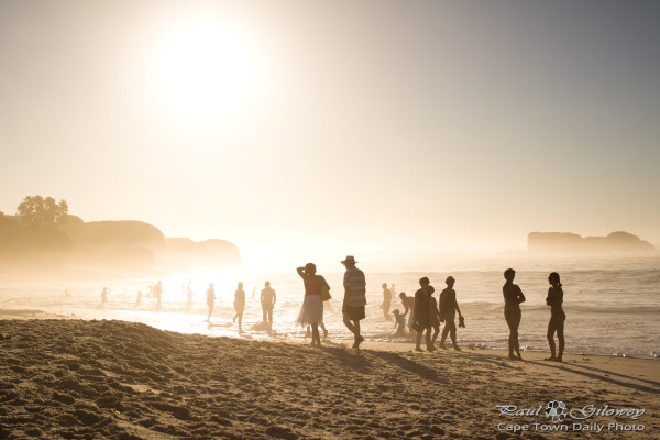 A golden-sunset beach