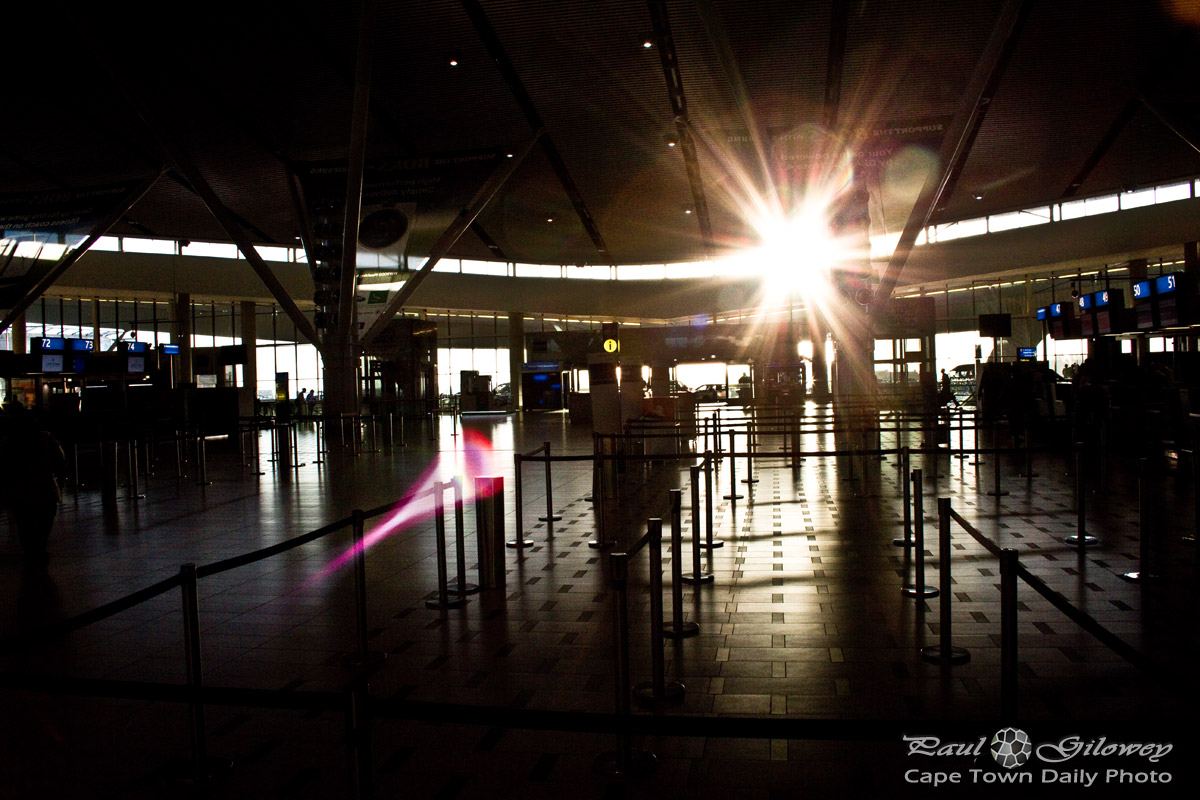 Sunny airport terminal
