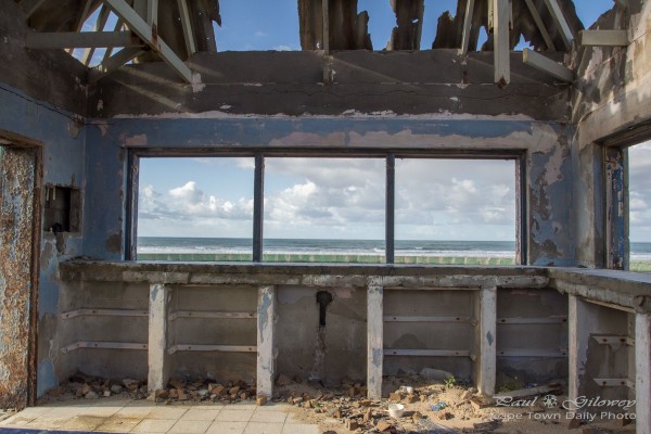 A tattered view of the ocean